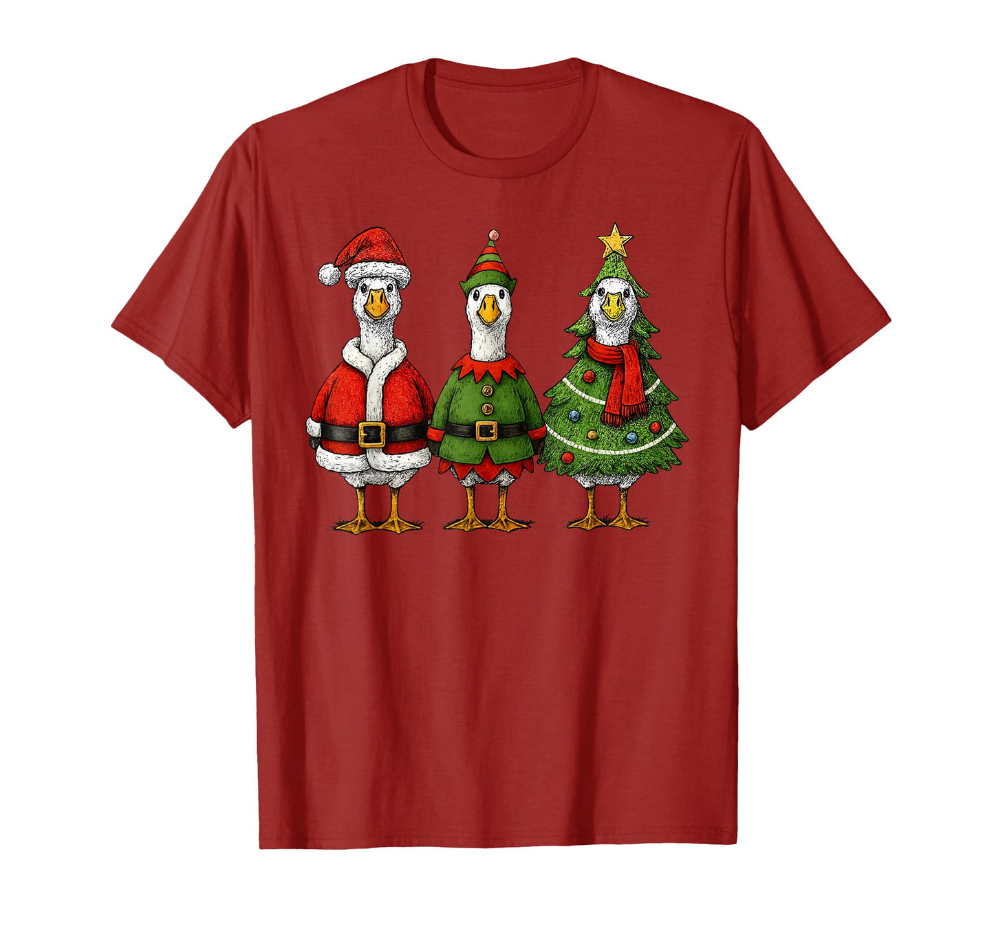 Merry Christmas Funny Goose Santa Squad Pajamas Xmas Holiday T-Shirt