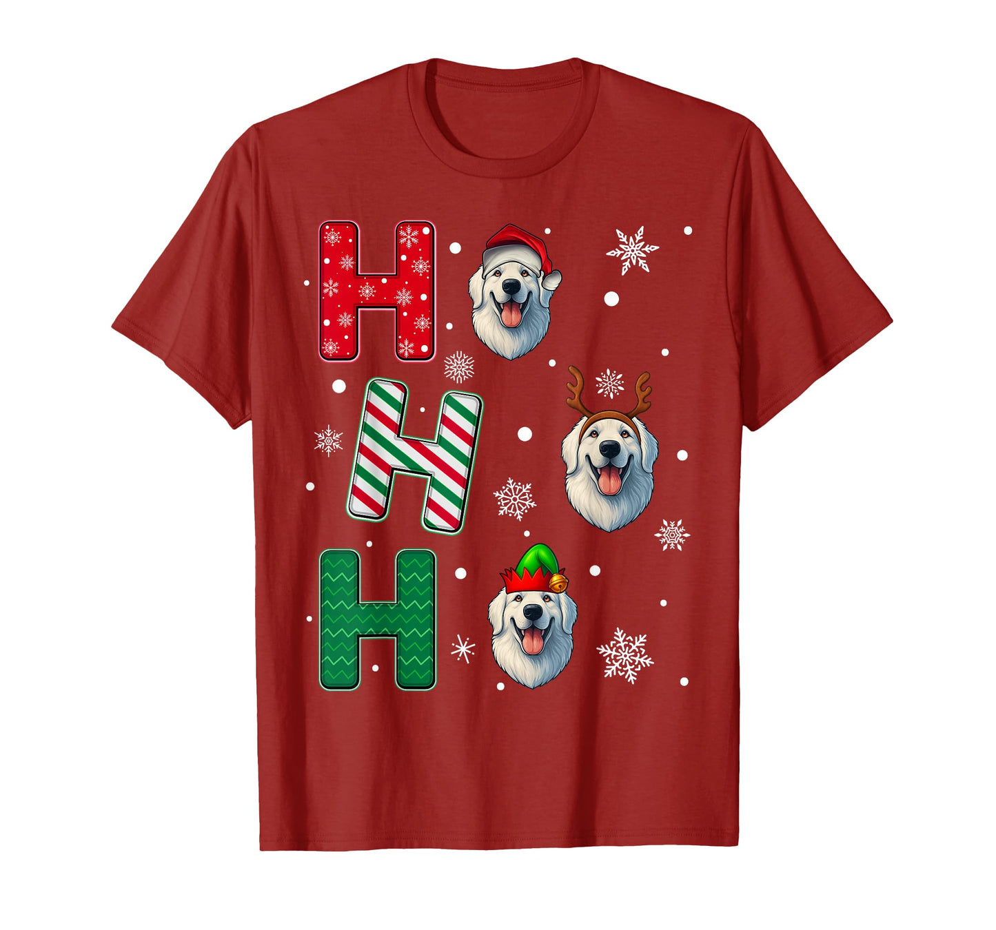 Ho Ho Ho Great Pyrenees Dog Lover Christmas Santa Elf Xmas T-Shirt