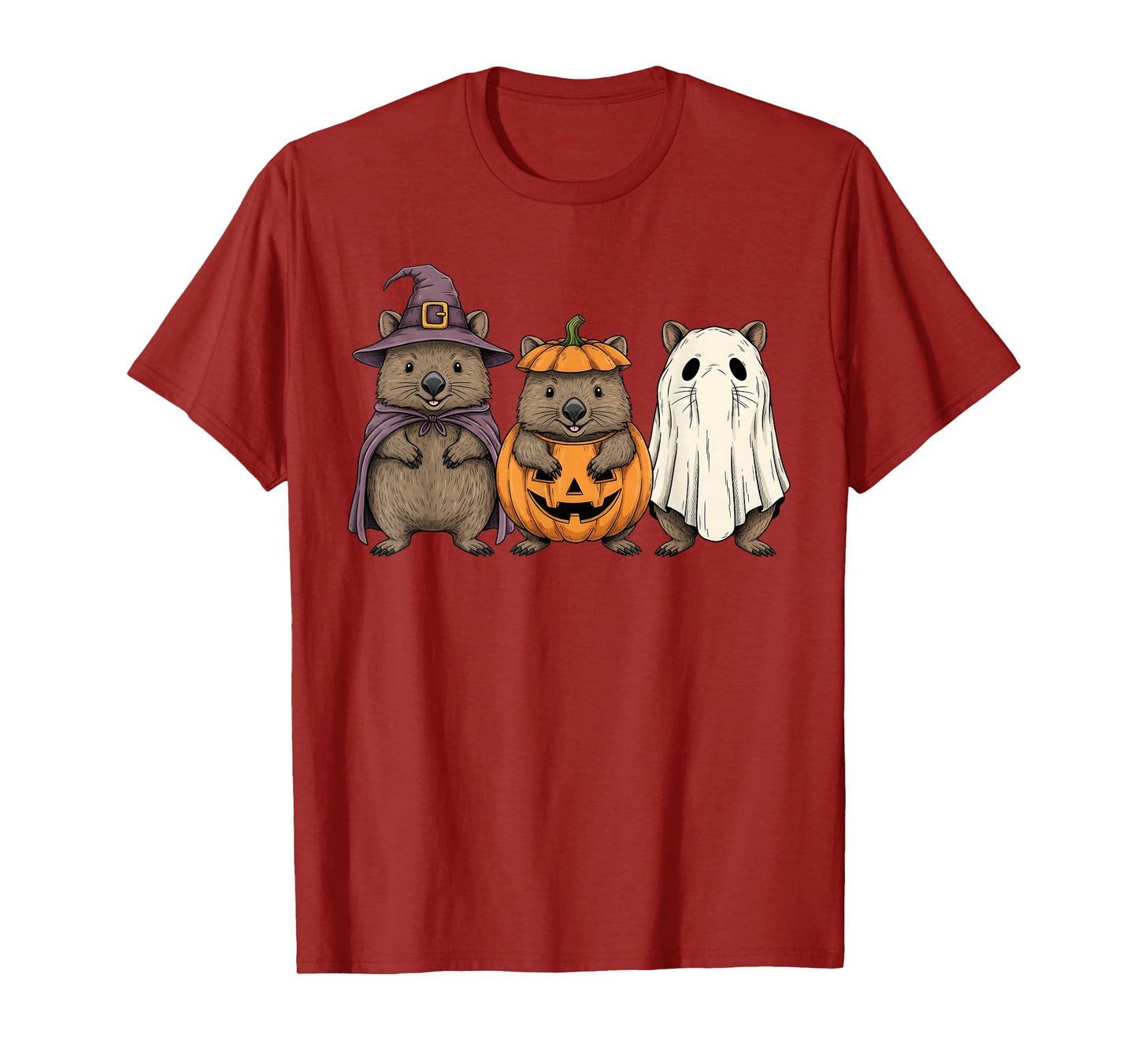 Spooky Ghost Wombat Lover Pumpkin Halloween T-Shirt