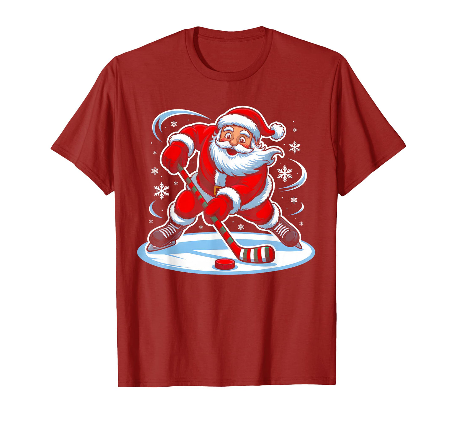 Santa Ice Hockey Christmas Funny Xmas Pajamas Boys Men Sport T-Shirt