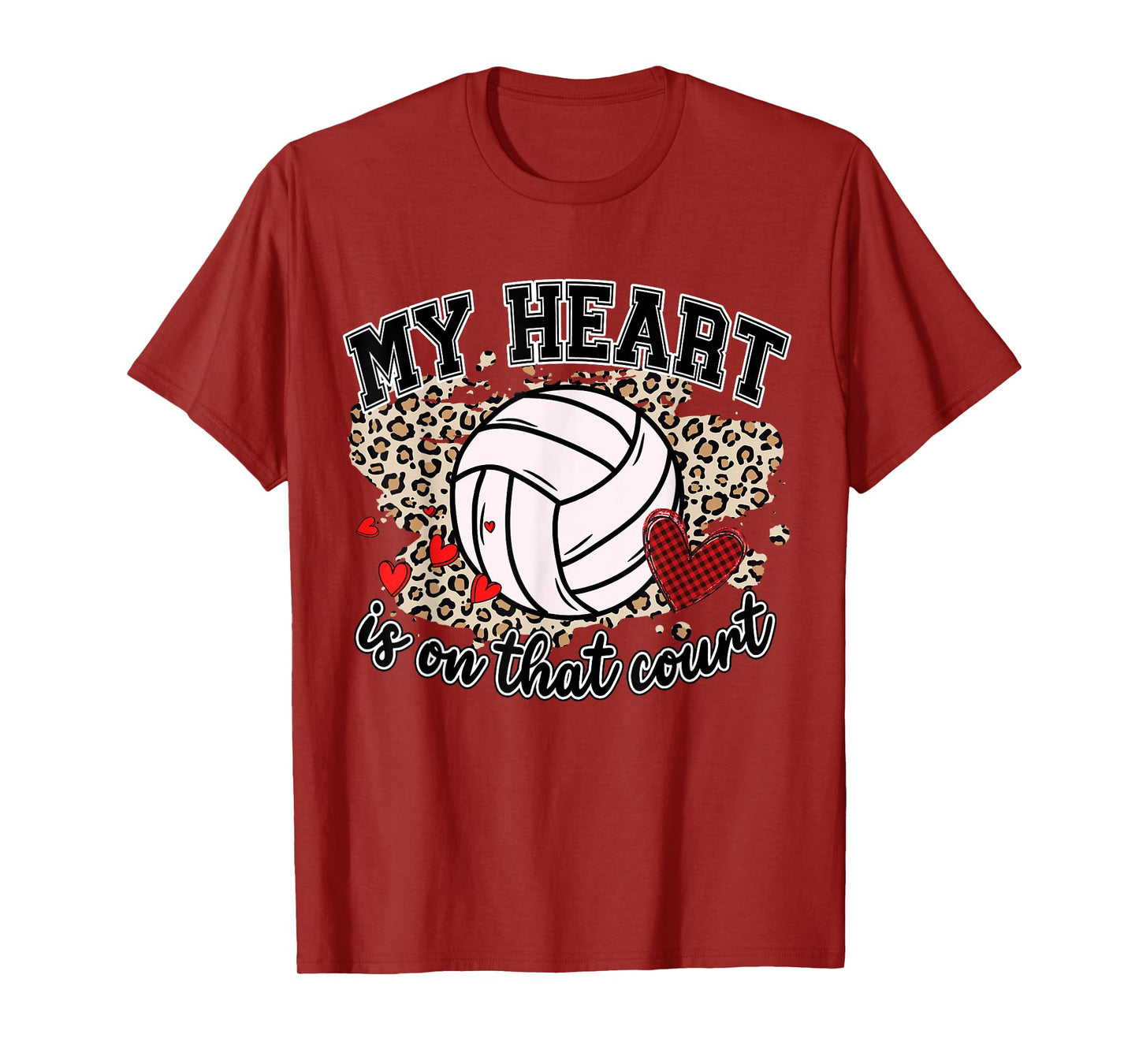 Leopard Volleyball Player My Heart's On That Court Game Day T-Shirt