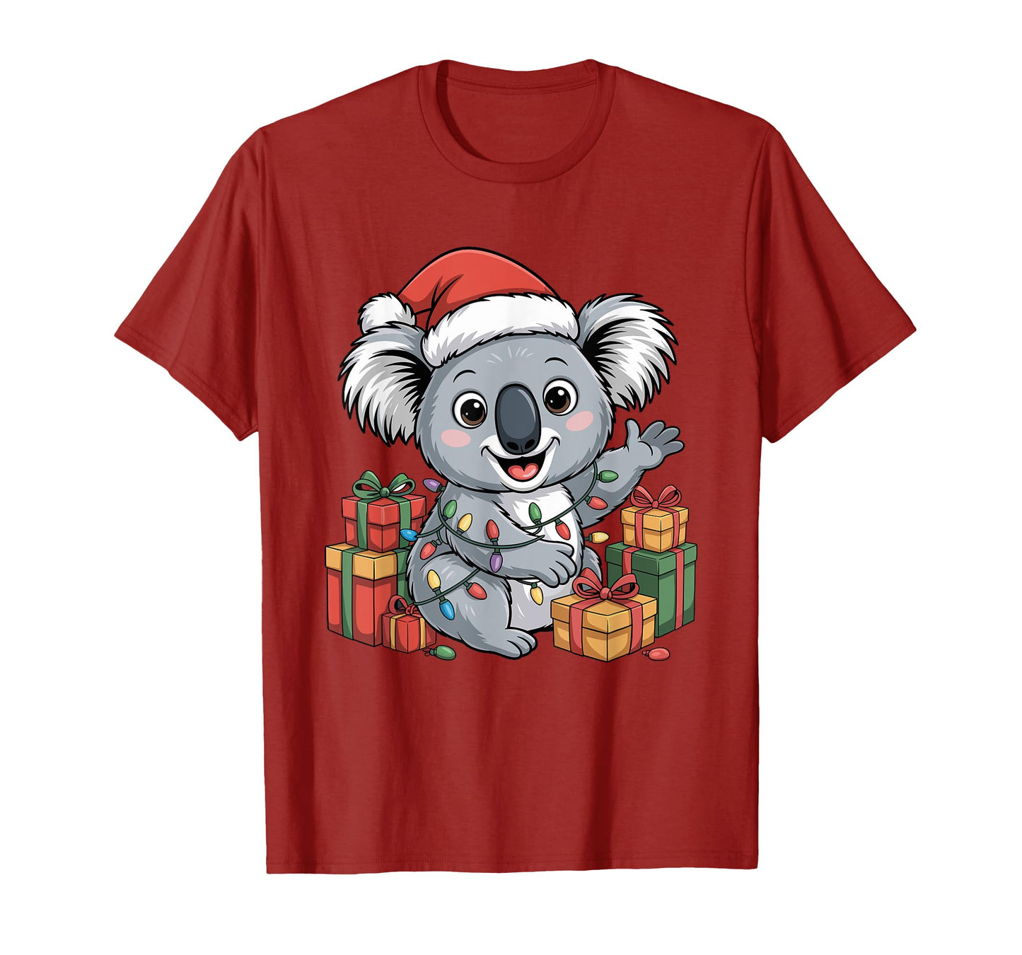 Funny Koala Santa Hat Animals Lovers Ugly Christmas Pajamas T-Shirt