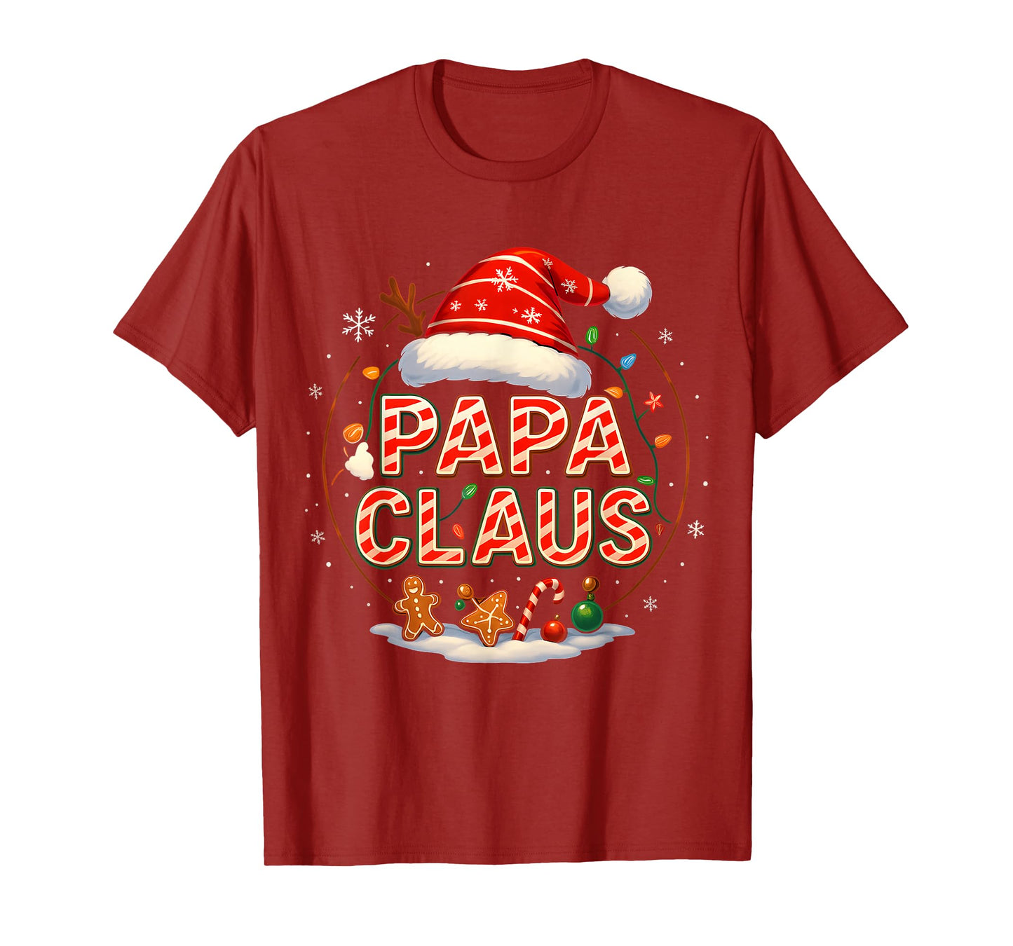Papa Claus Christmas Lights Pajama Family Matching for Men T-Shirt