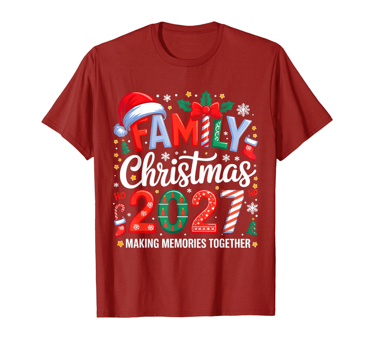 Family Christmas 2027 Squad Santa Elf Xmas Matching Costume T-Shirt