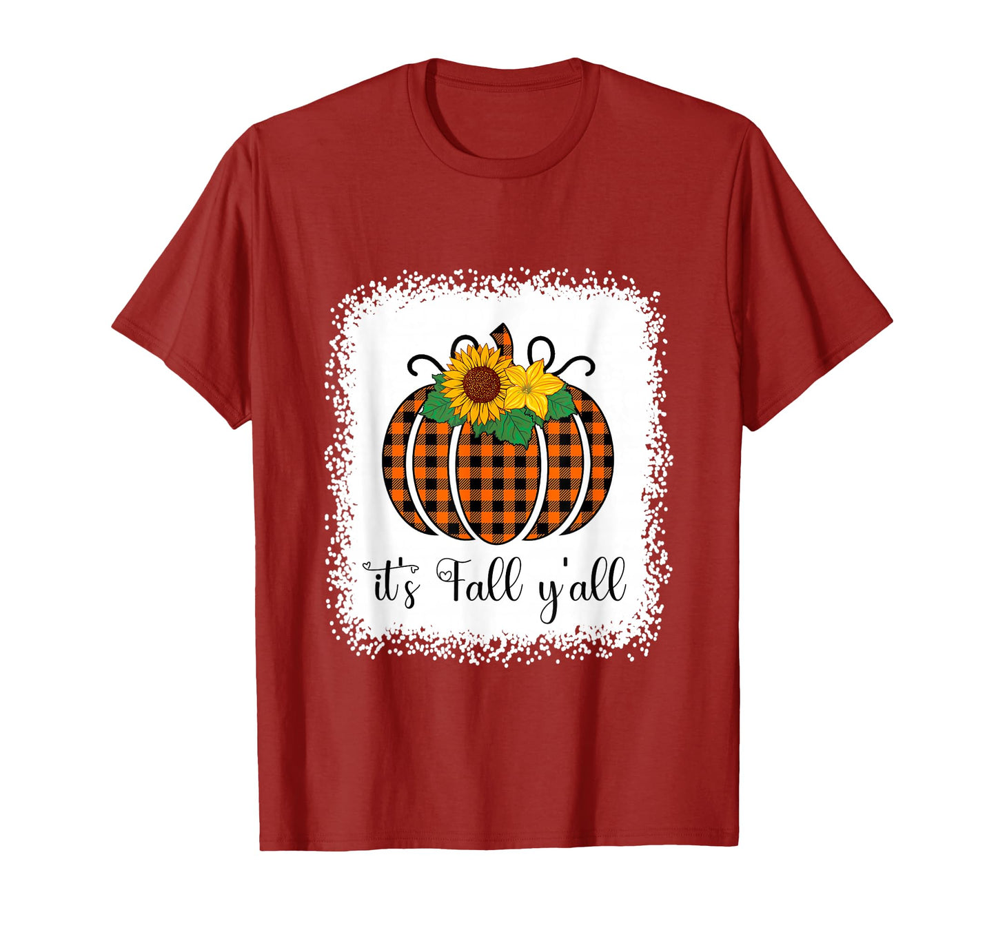 Funny Halloween Orange Pumpkin Buffalo Plaid It's Fall Y'all T-Shirt