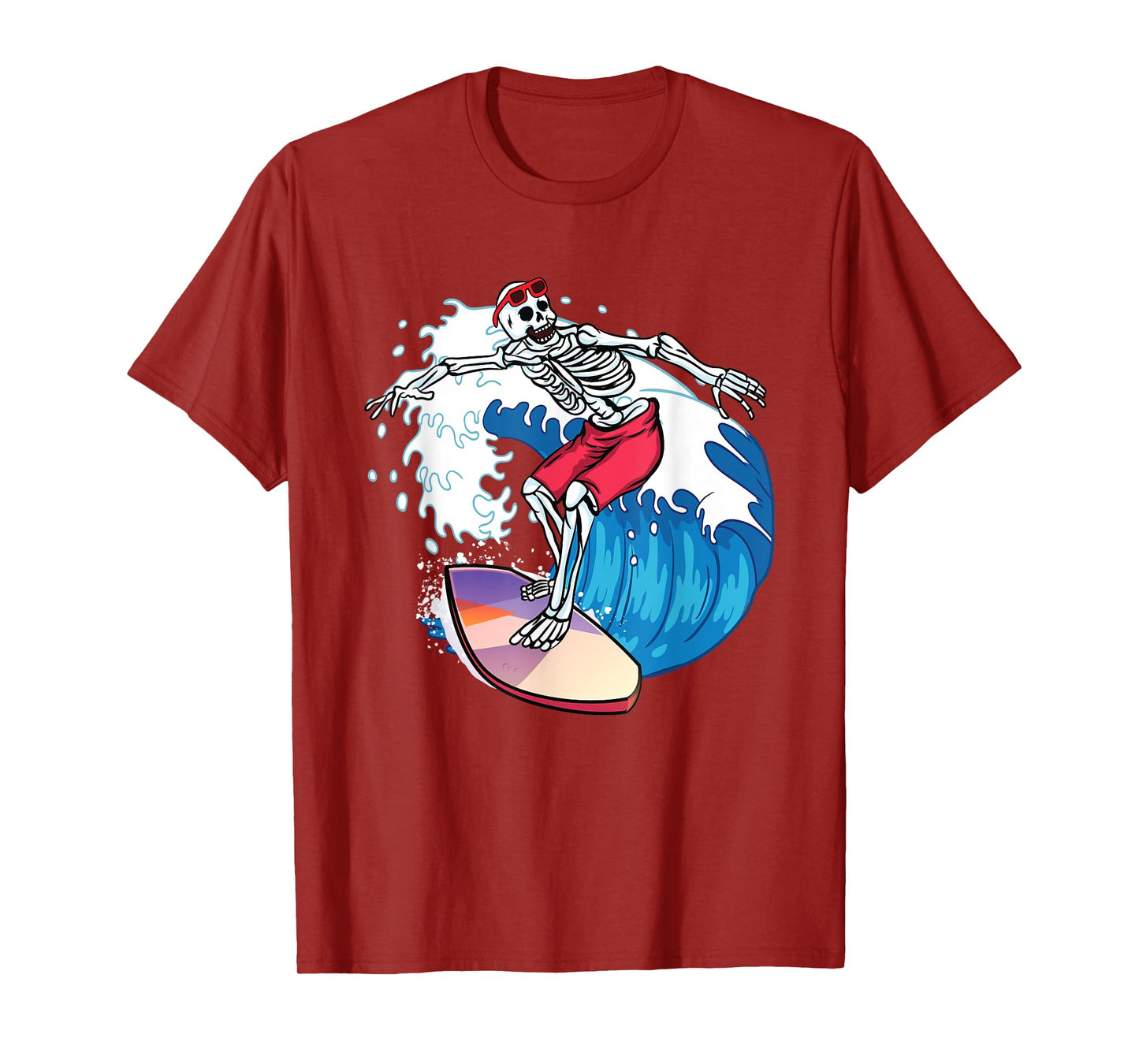 Surfer Skeleton Surfboard Surfing Dude Cool Novelty Graphic T-Shirt