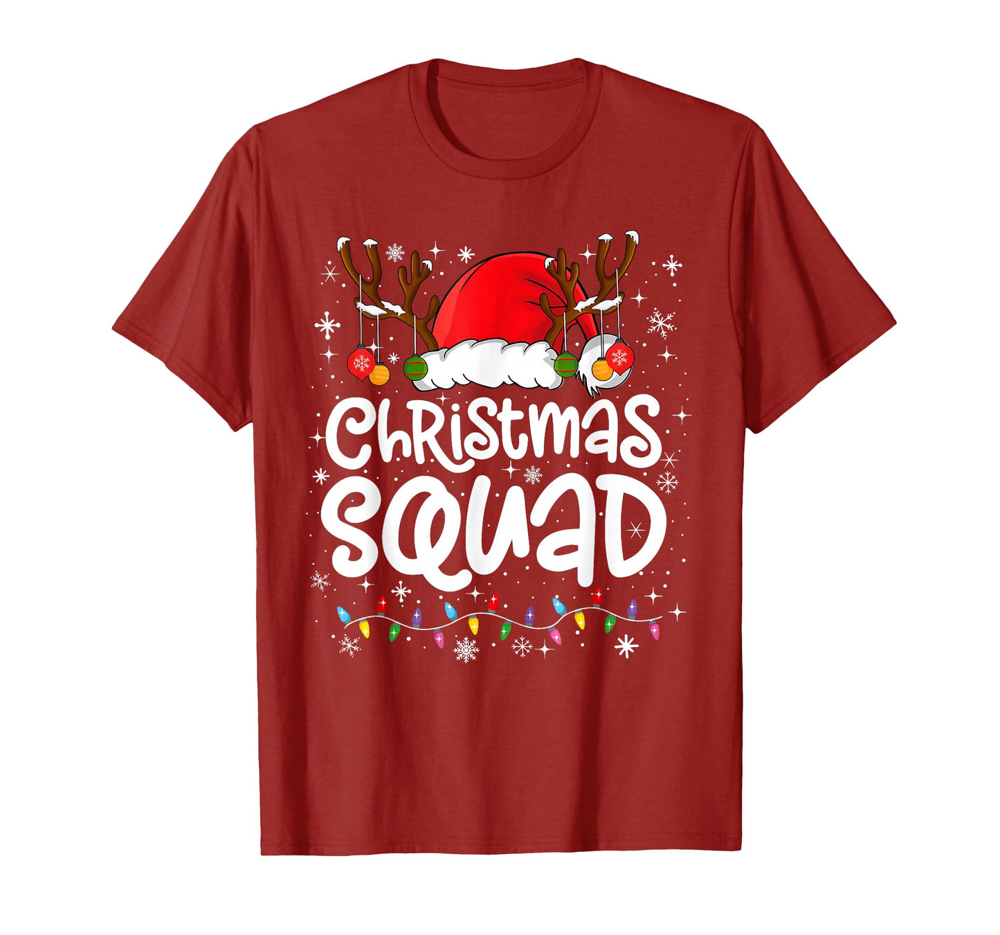Christmas Squad Santa Xmas Lights Pajamas Snowflake Holiday T-Shirt