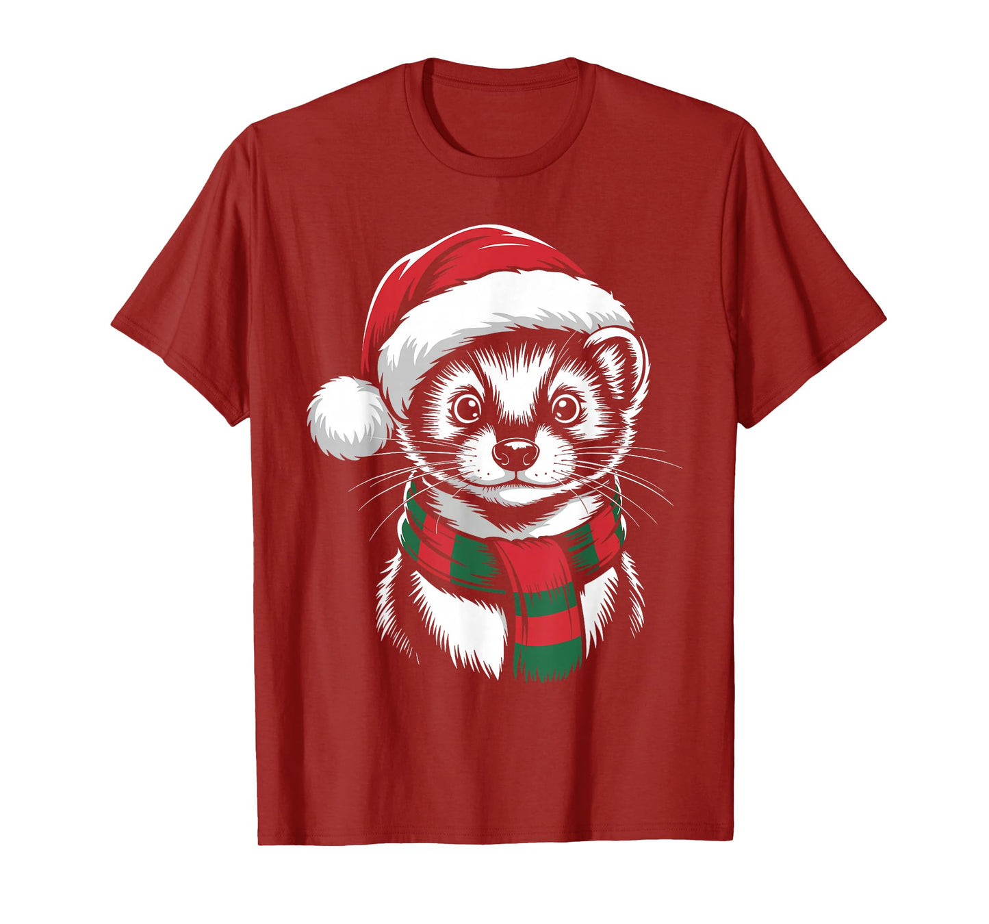 Weasel Xmas Santa Hat Scarf Christmas Costume T-Shirt