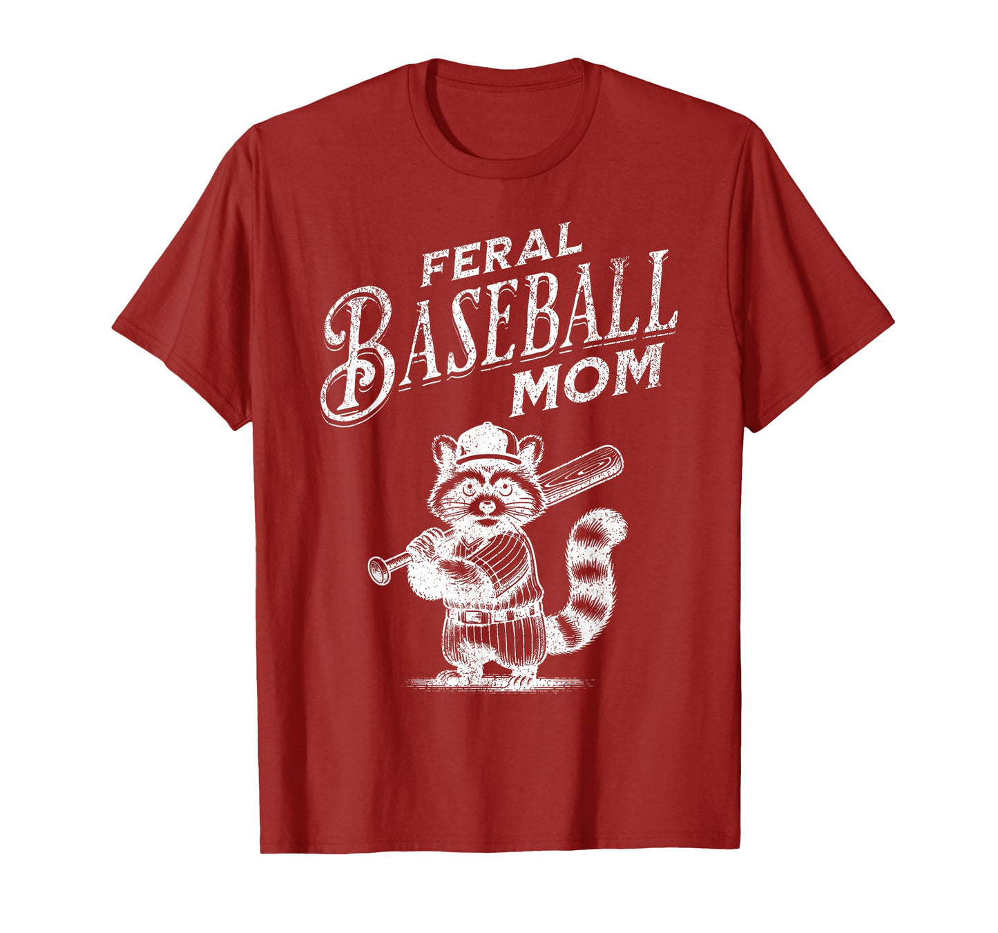 Retro Raccoon Feral Baseball Mom Trash Panda Sport Lover T-Shirt