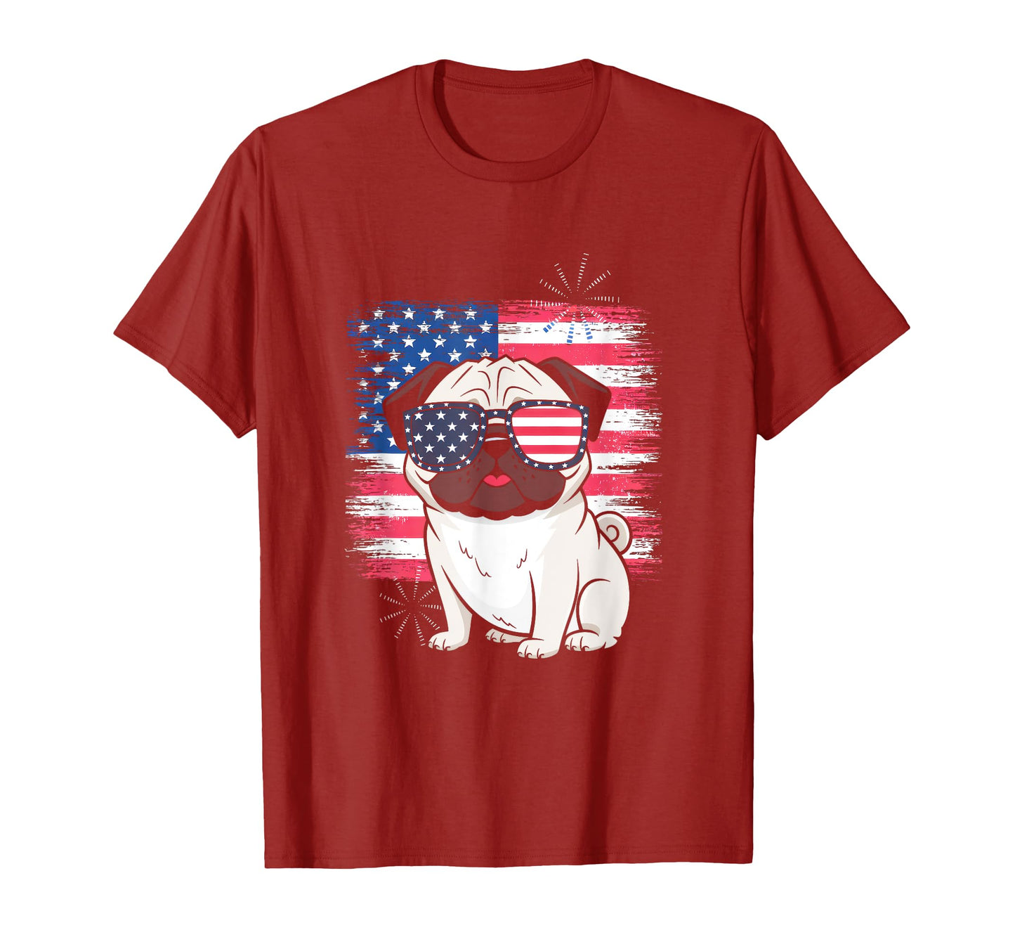 American Flag 4th Of July Pug Patriotic Holiday T-Shirt