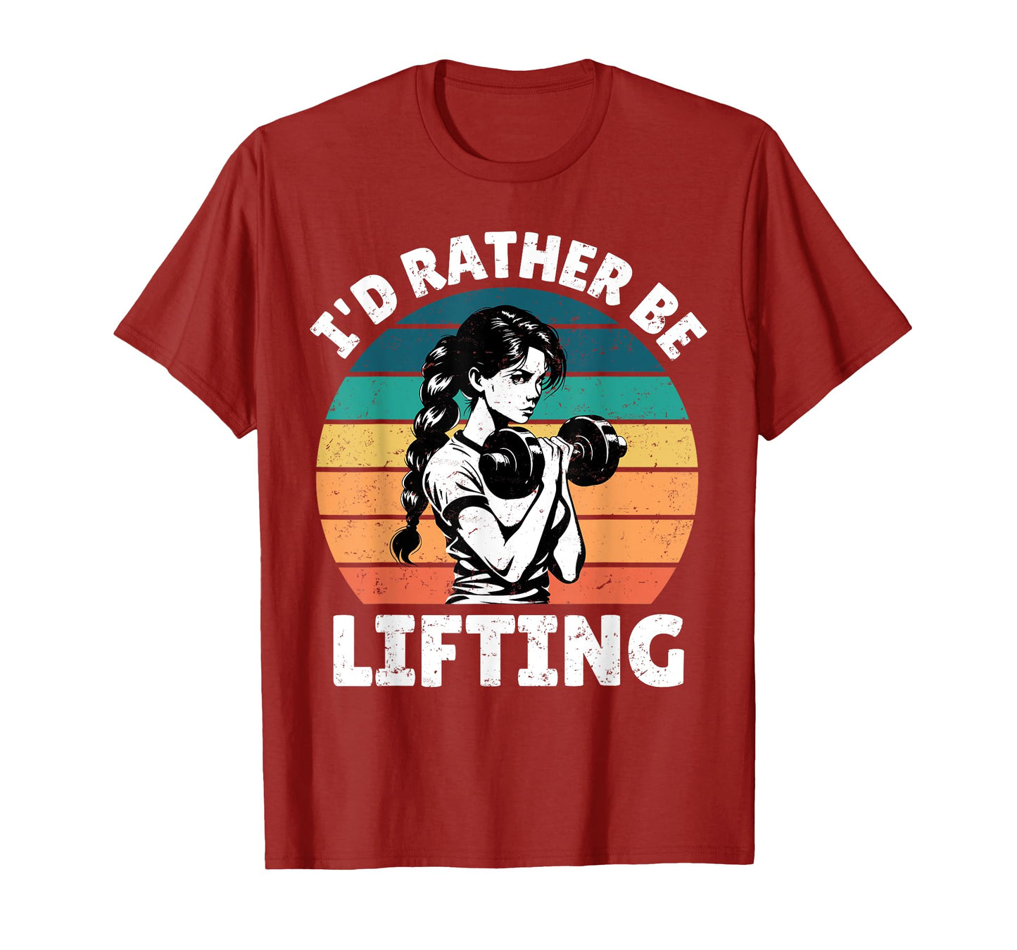 I'd Rather Be Lifting Funny Gym Vintage Sunset Fitness T-Shirt