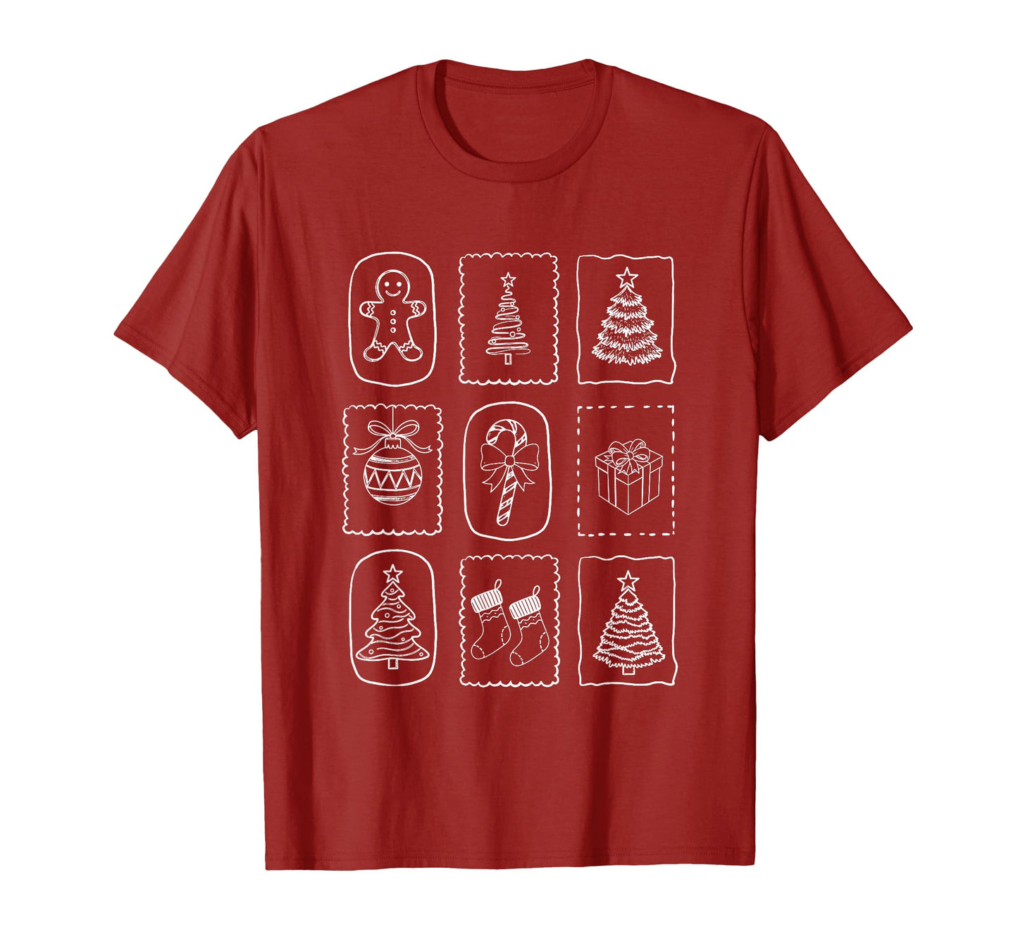 Christmas Doodle 2025 Coquette Bow Xmas Tree Ornaments Santa T-Shirt
