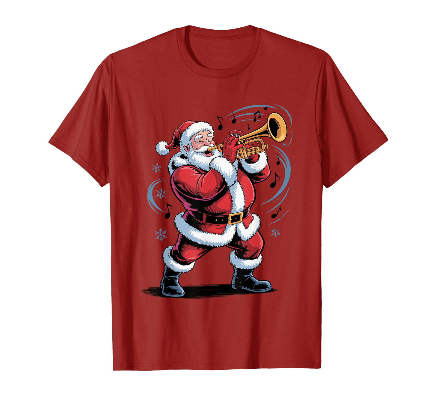 Santa Playing Trumpet Funny Holiday Christmas Xmas Pajama T-Shirt