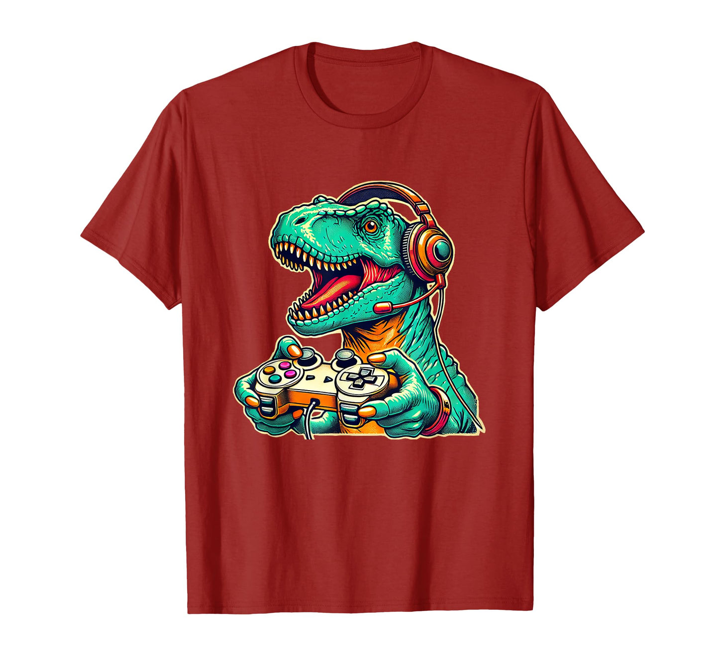 T-Rex Gaming with Headset Funny Dinosaur Gamer Graphic T-Shirt