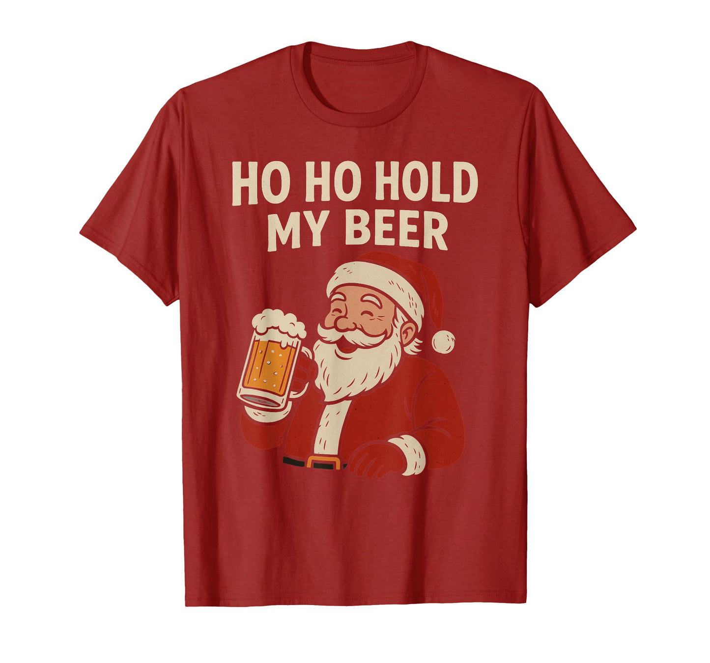 Funny Tropical Santa with Beer –Ho Ho Hold My Beer Christmas T-Shirt