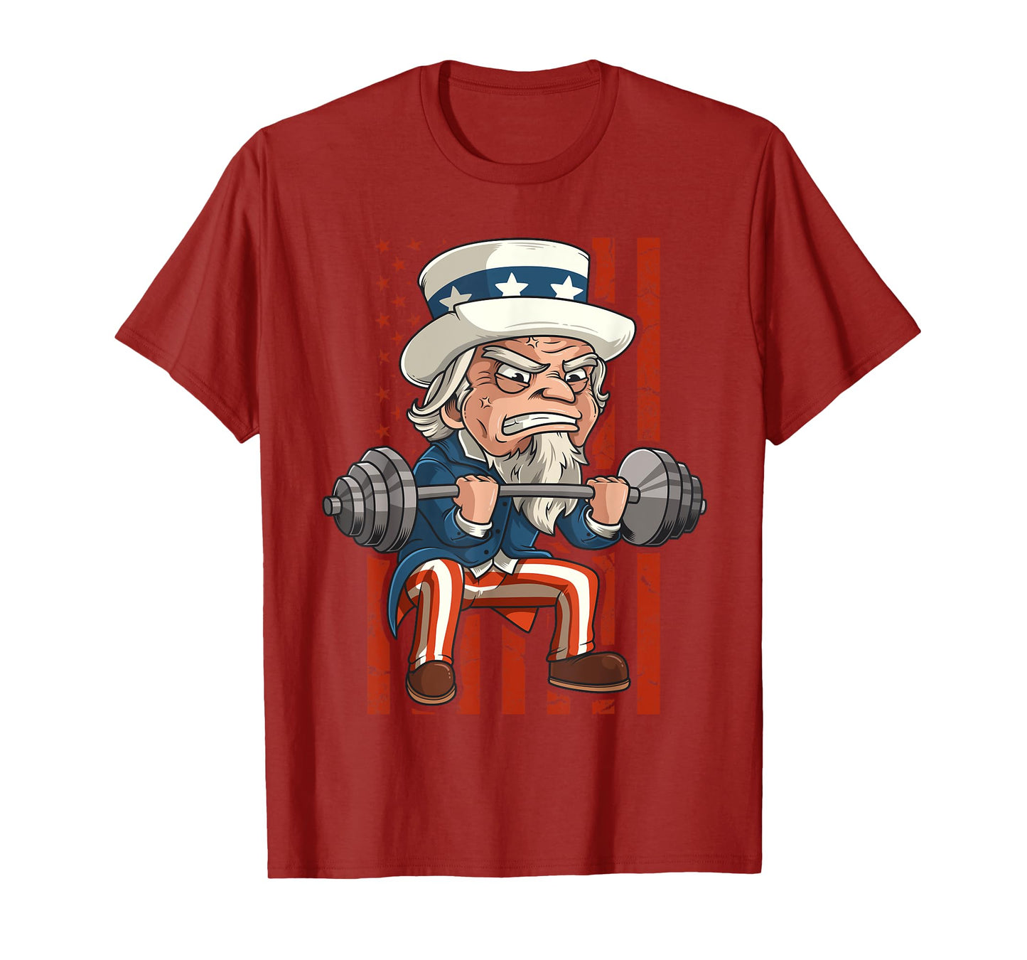 Weightlifting Uncle Sam Patriotic 4th of July Gym Workout T-Shirt