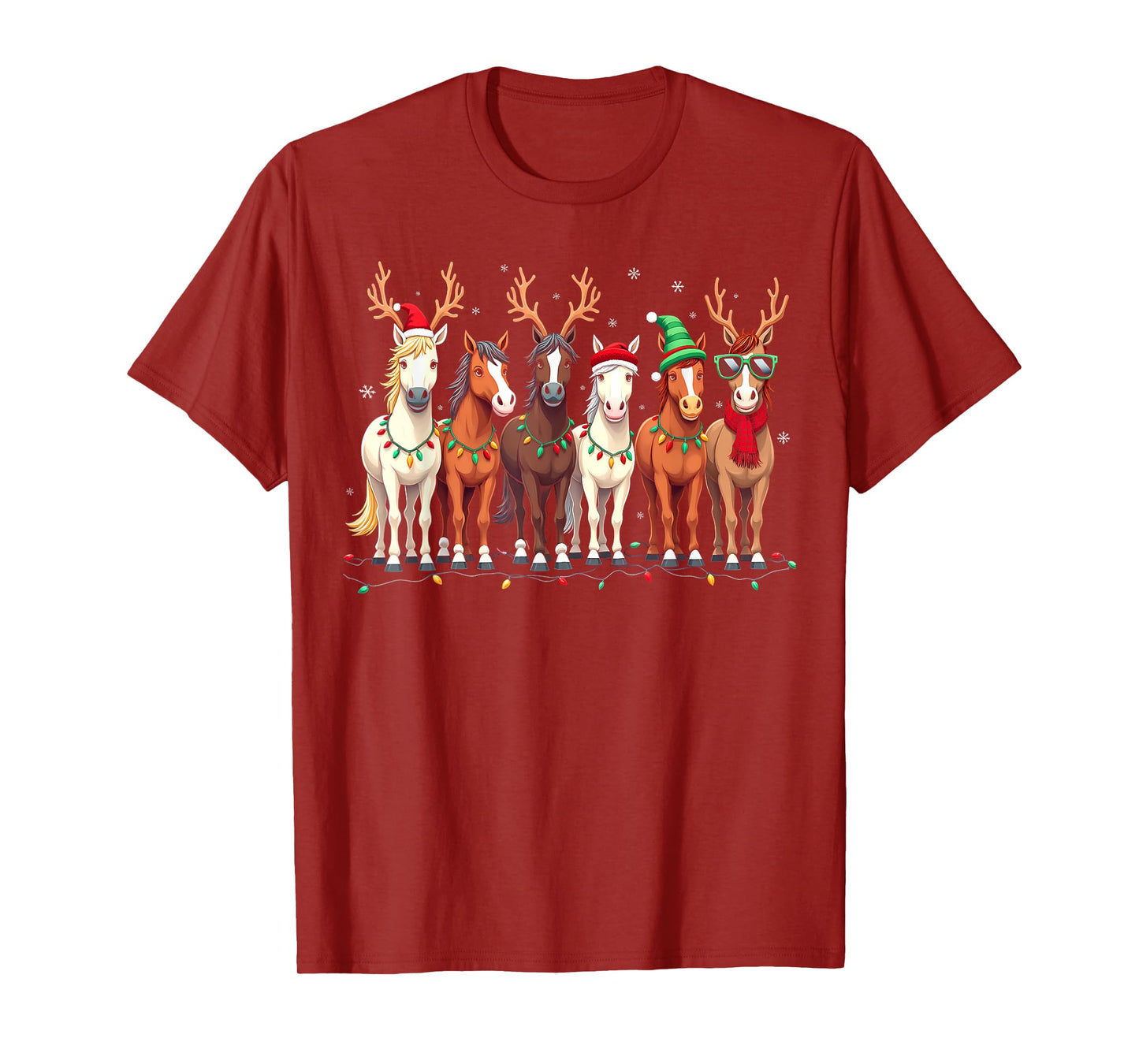 Horse Lover Santa Hat Christmas Xmas Holiday Girls Pajamas T-Shirt