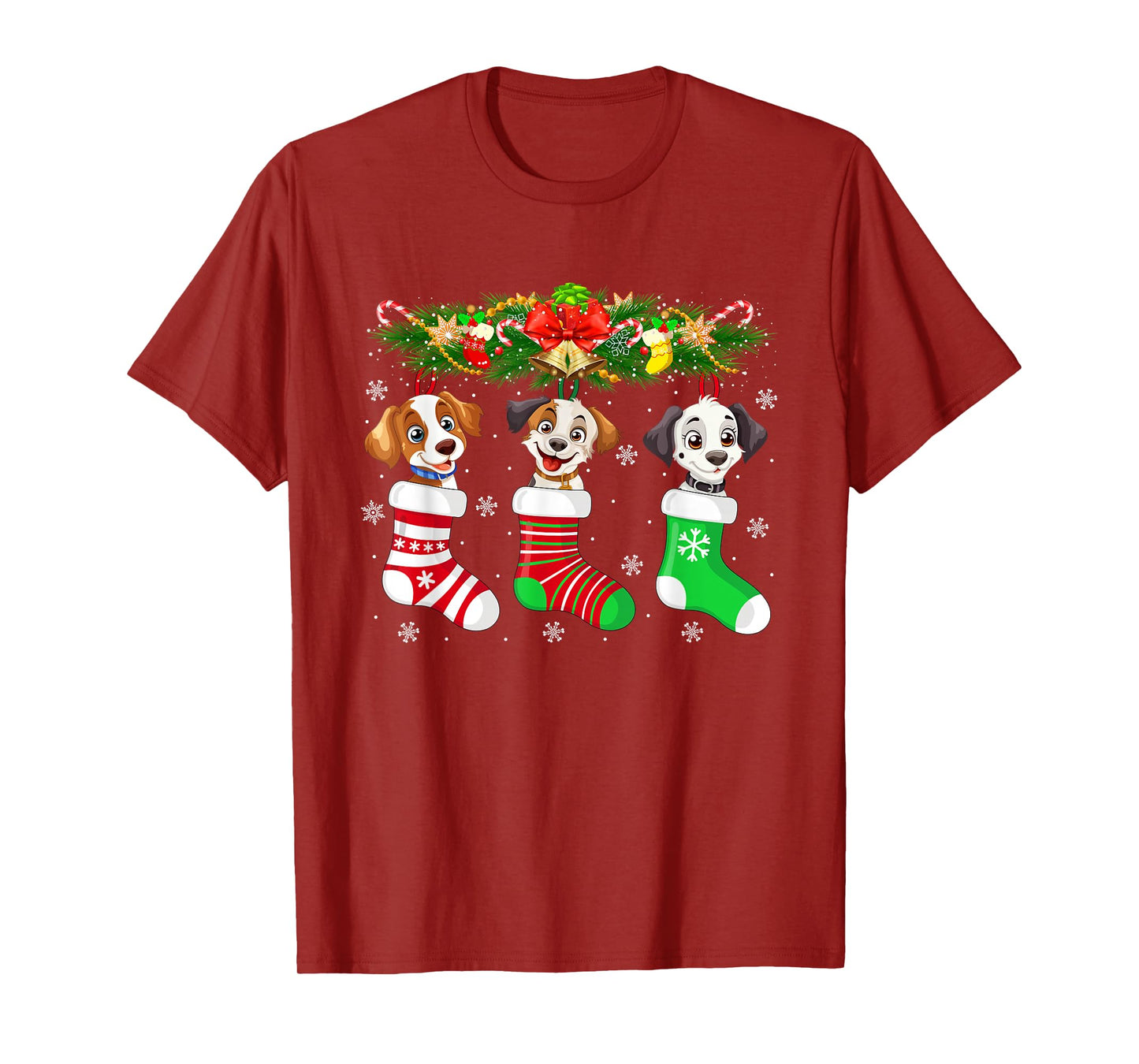 Dog in Christmas Socks Funny Pet Dog Puppy Lover Xmas T-Shirt