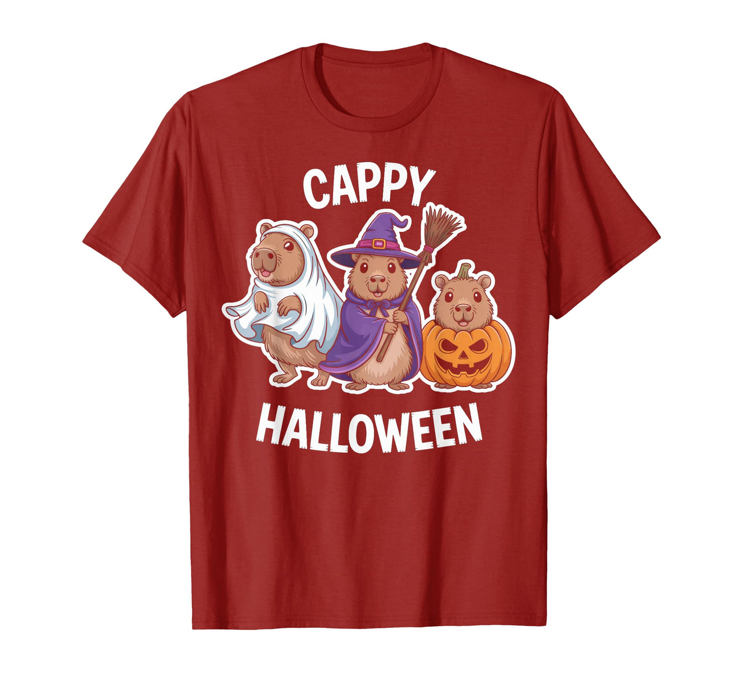 Cappy Halloween Capybara Witch Pumpkin Animal Themed Party T-Shirt