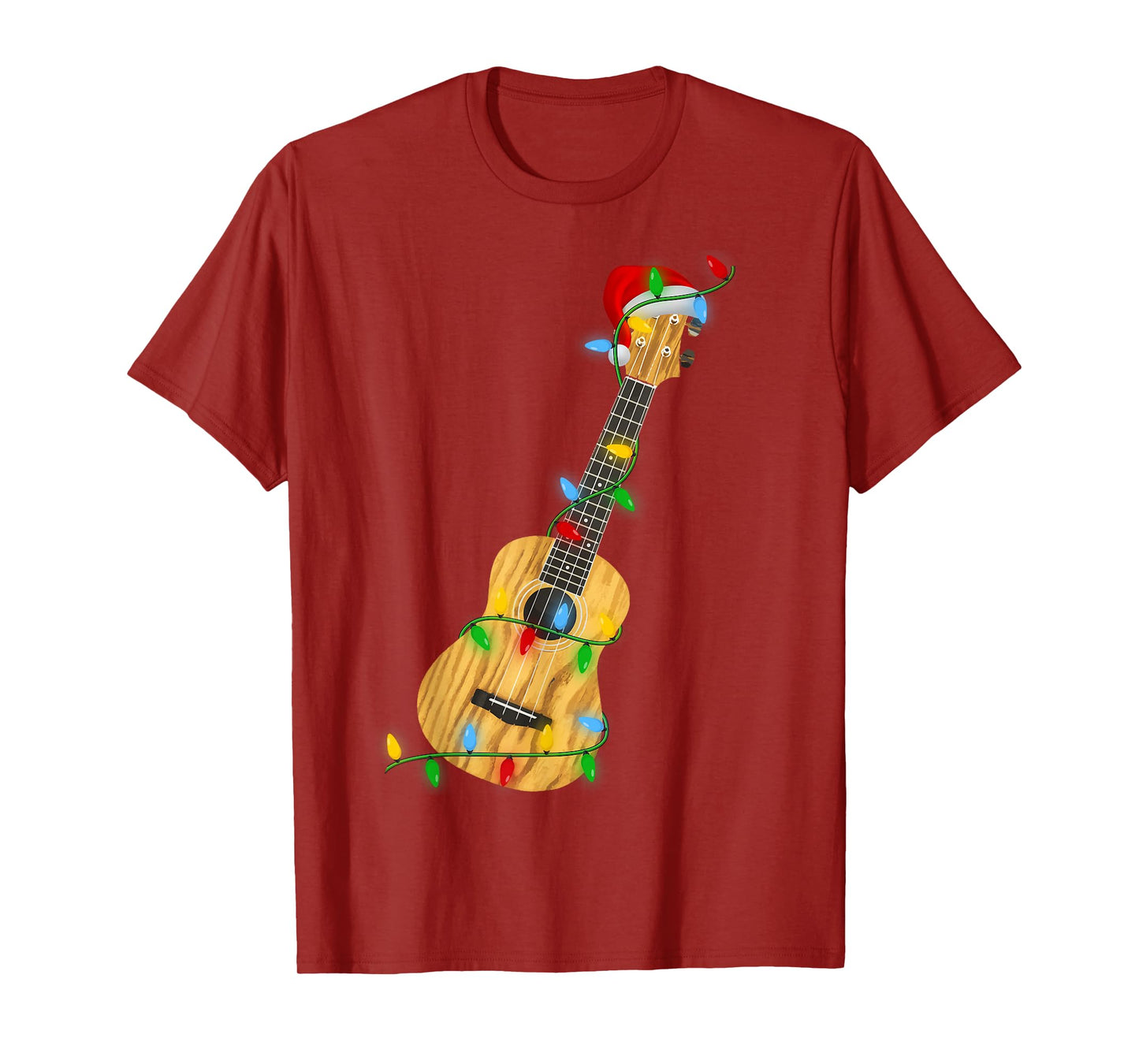 Ukulele Guitar Christmas Lights Funny Music Lover Xmas T-Shirt