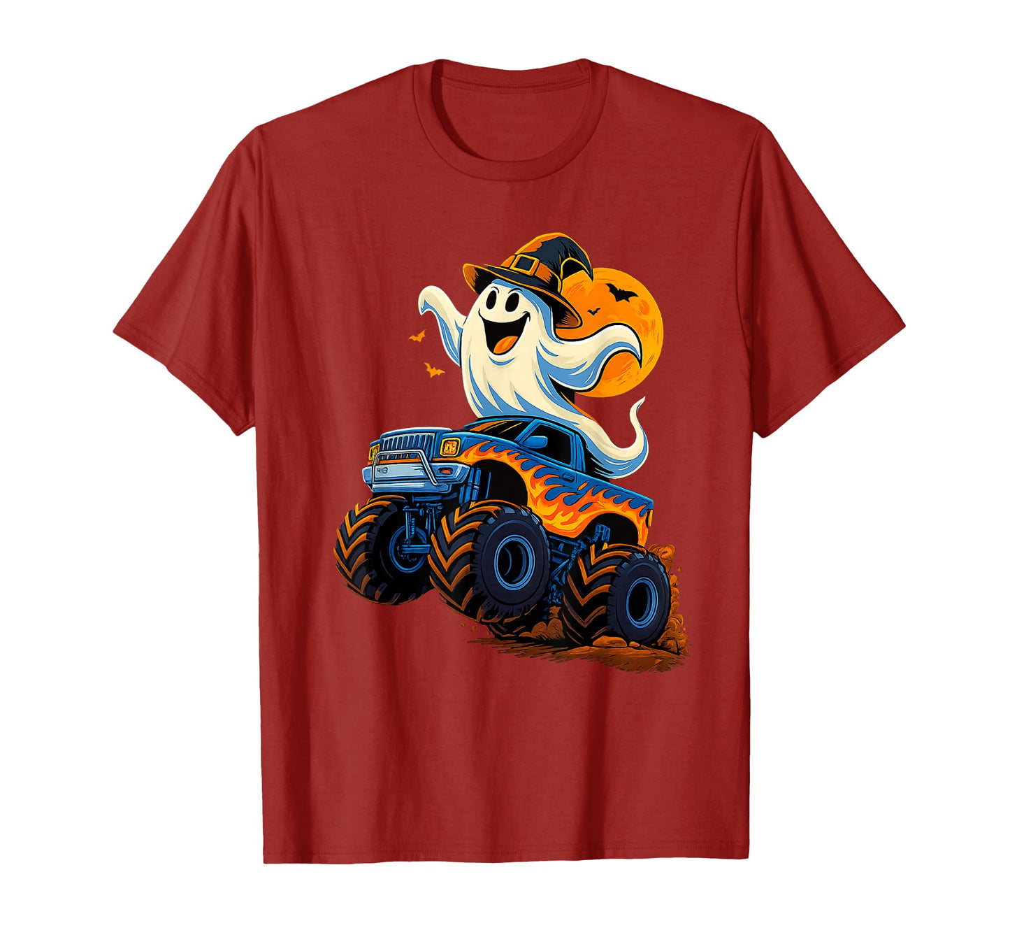 Ghost Monster Truck Halloween Funny Spooky Birthday Boy Girl T-Shirt