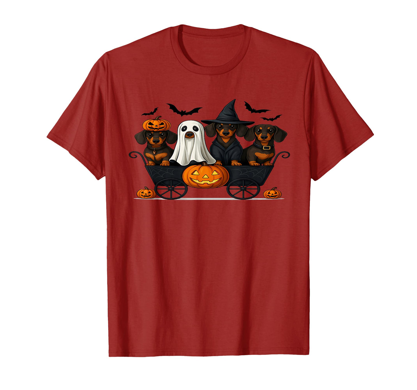 Cute Halloween Dachshund Ghost Witch Pumpkin Funny Design T-Shirt