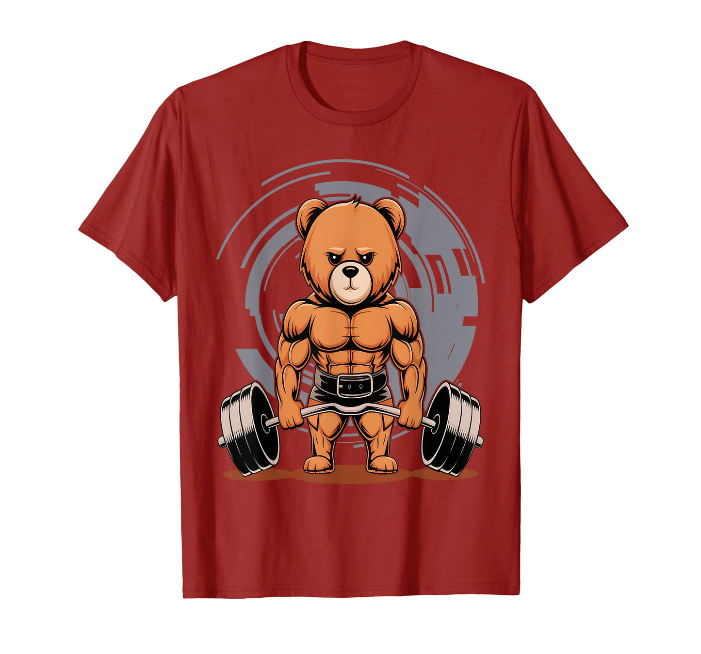 Funny Teddy Bear Lifting Weights Gym Workout Animal T-Shirt