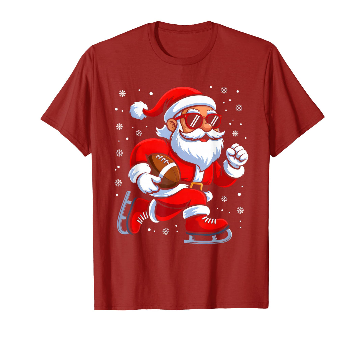 Christmas Santa Claus Football Player Xmas Boys Men Sport T-Shirt