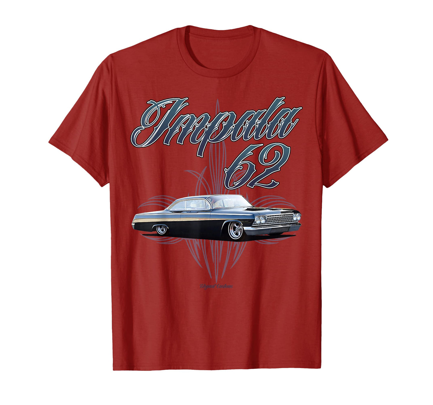 1962 Impala w text Low Rider Kustom Lead Sled Hot Rod Muscle T-Shirt