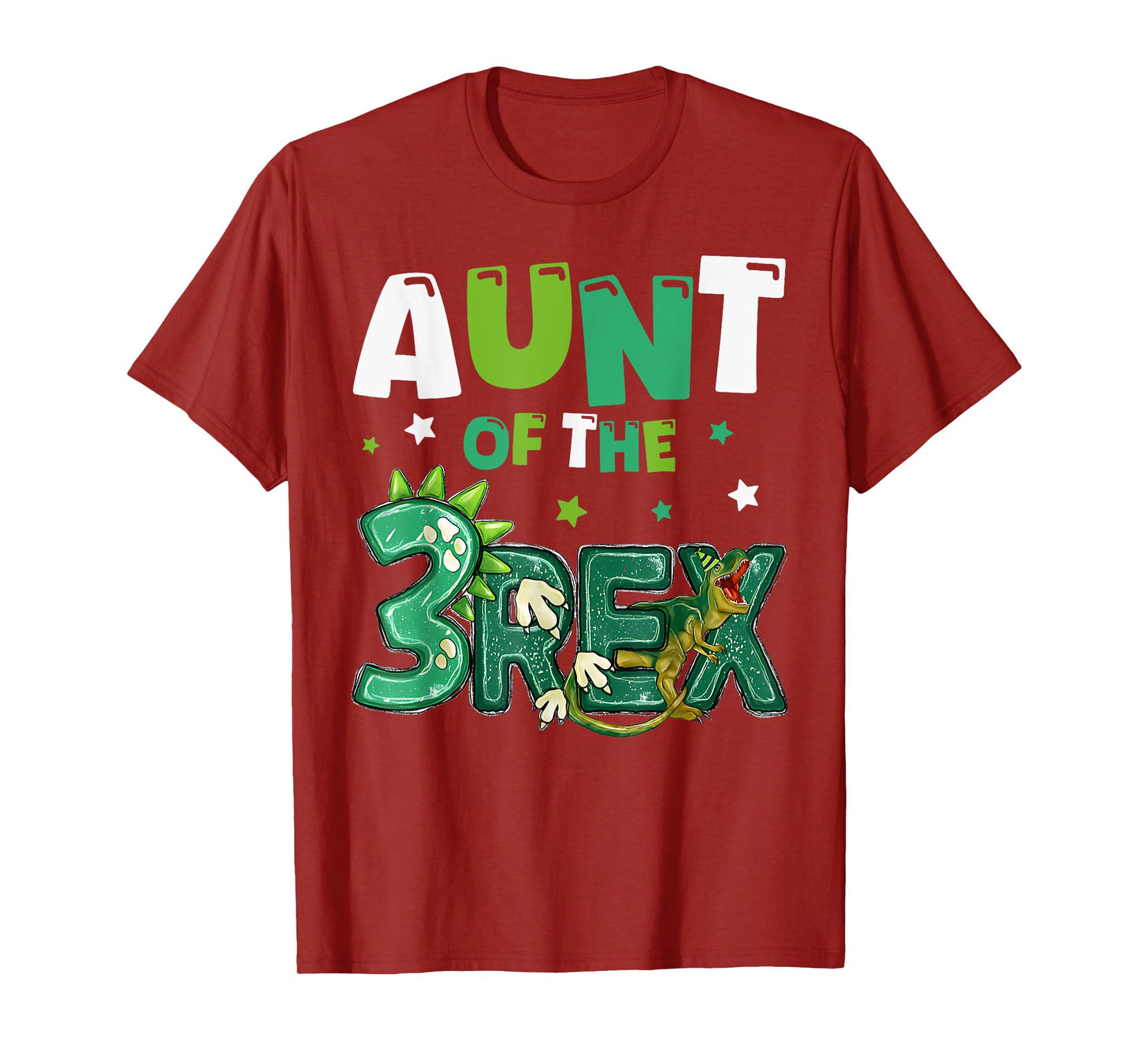 Aunt of the Three Rex Birthday Dinosaur Family Matching T-Shirt