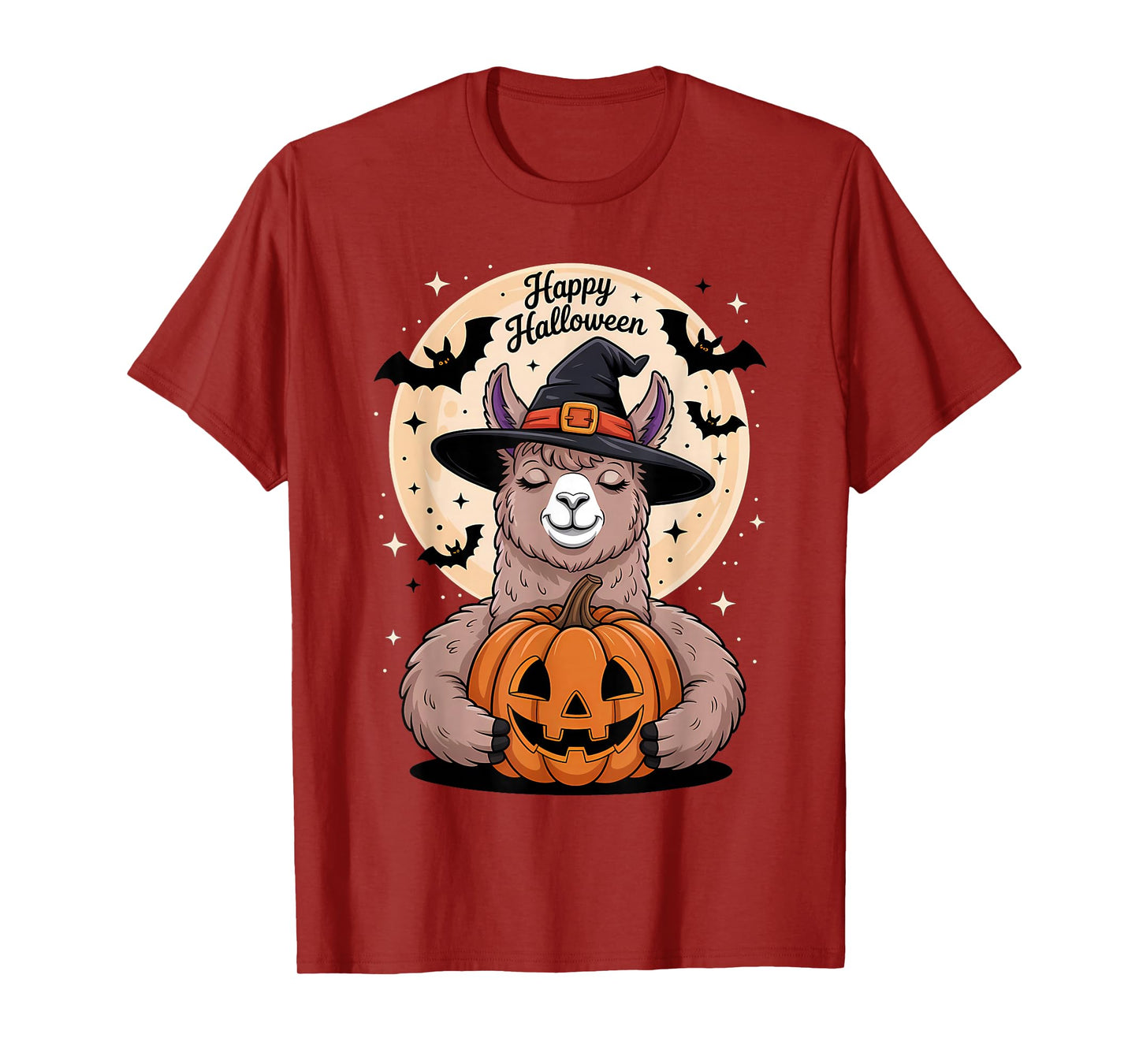 Halloween Llama Witch Hat Pumpkin Spooky T-Shirt