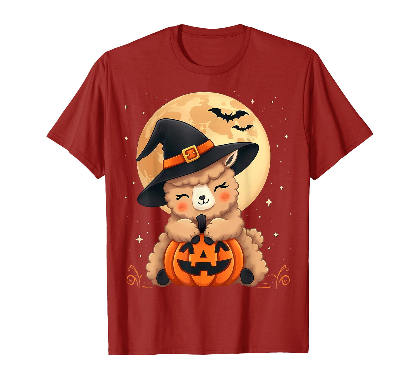 Halloween Alpaca Witch Hat Pumpkin Spooky T-Shirt