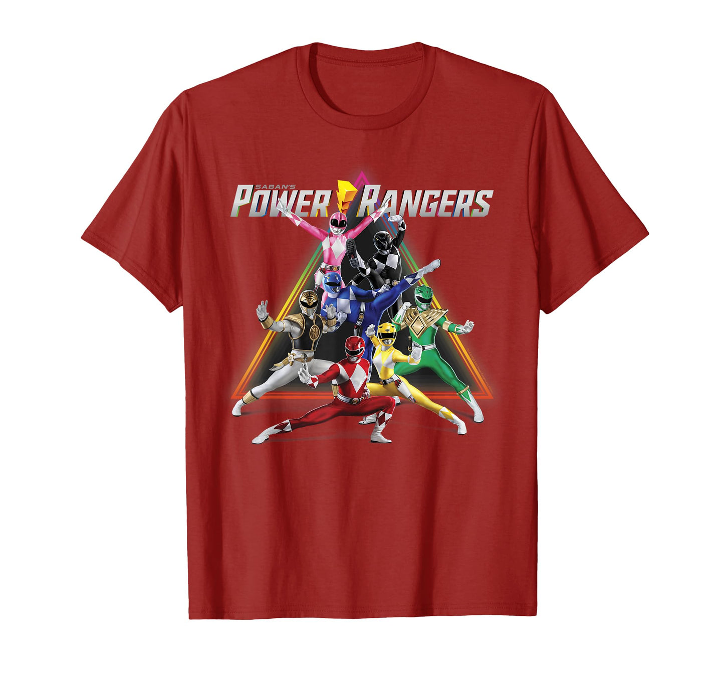 Power Rangers Rainbow Pyramid Retro Action Portrait T-Shirt