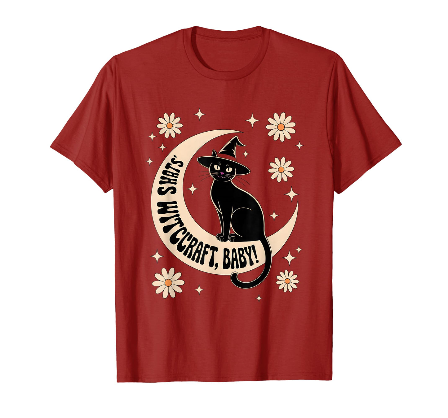Witchcraft Baby Retro Cat Halloween T-Shirt
