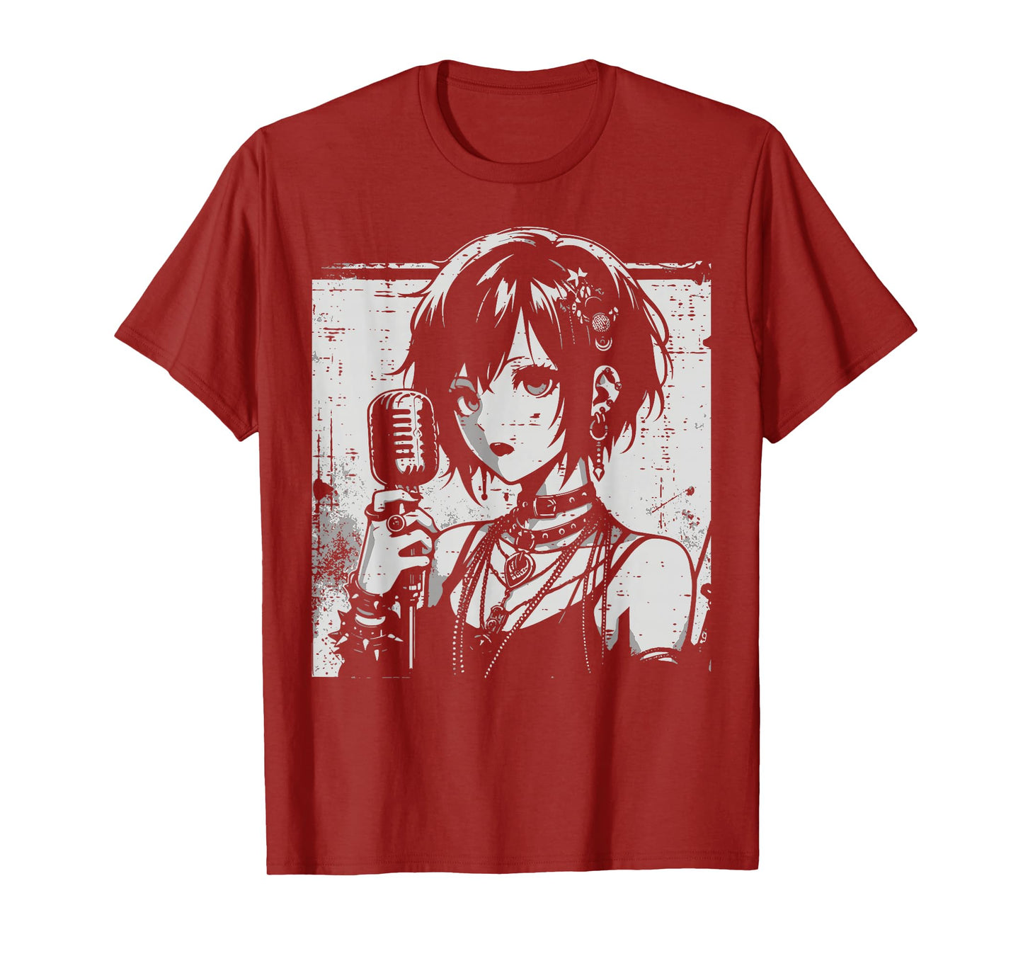 Anime Punk Girl Singing Japanese Manga Goth Women Men Kids T-Shirt