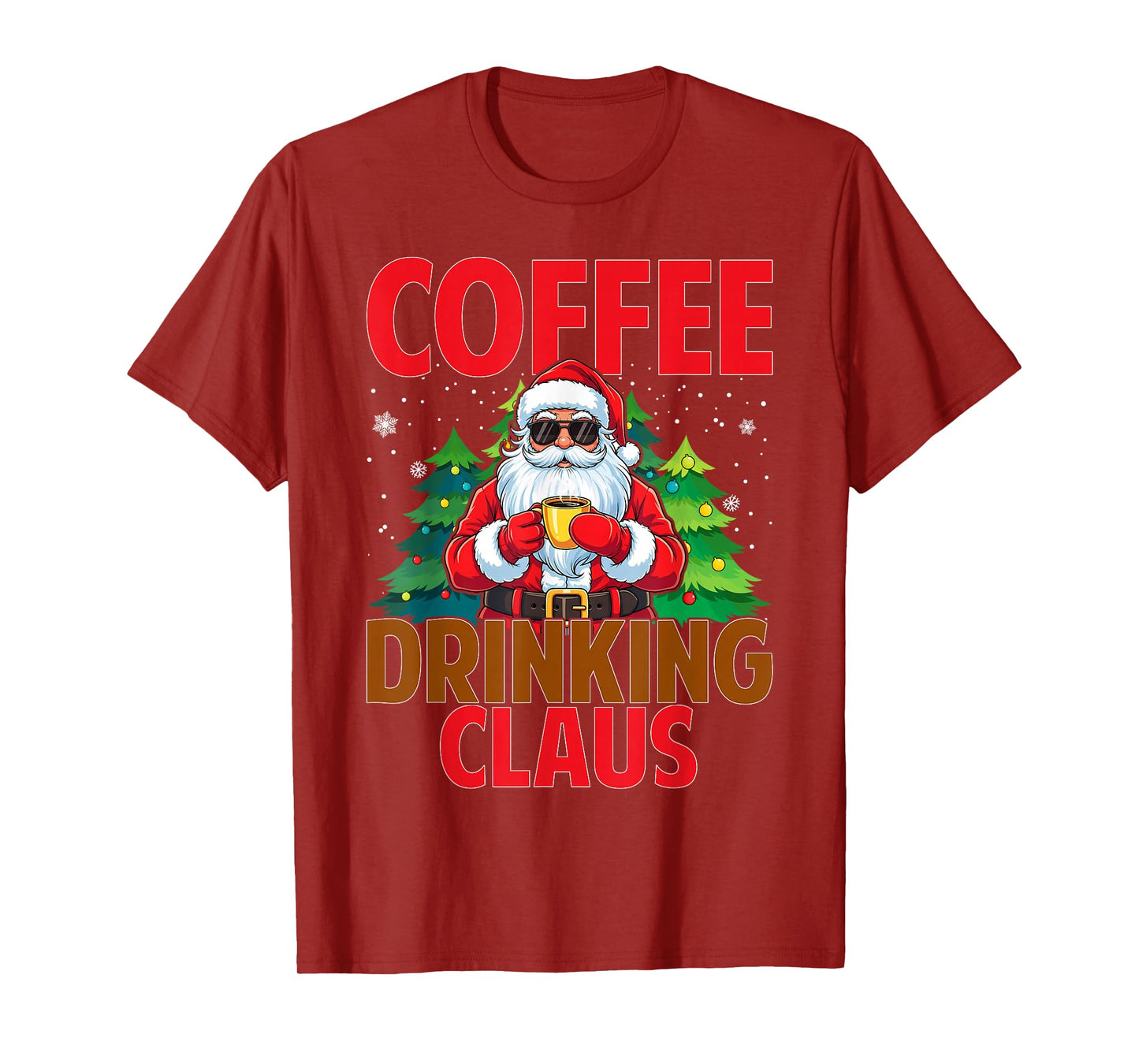 Coffee Drinking Santa Claus Christmas Matching Costume T-Shirt