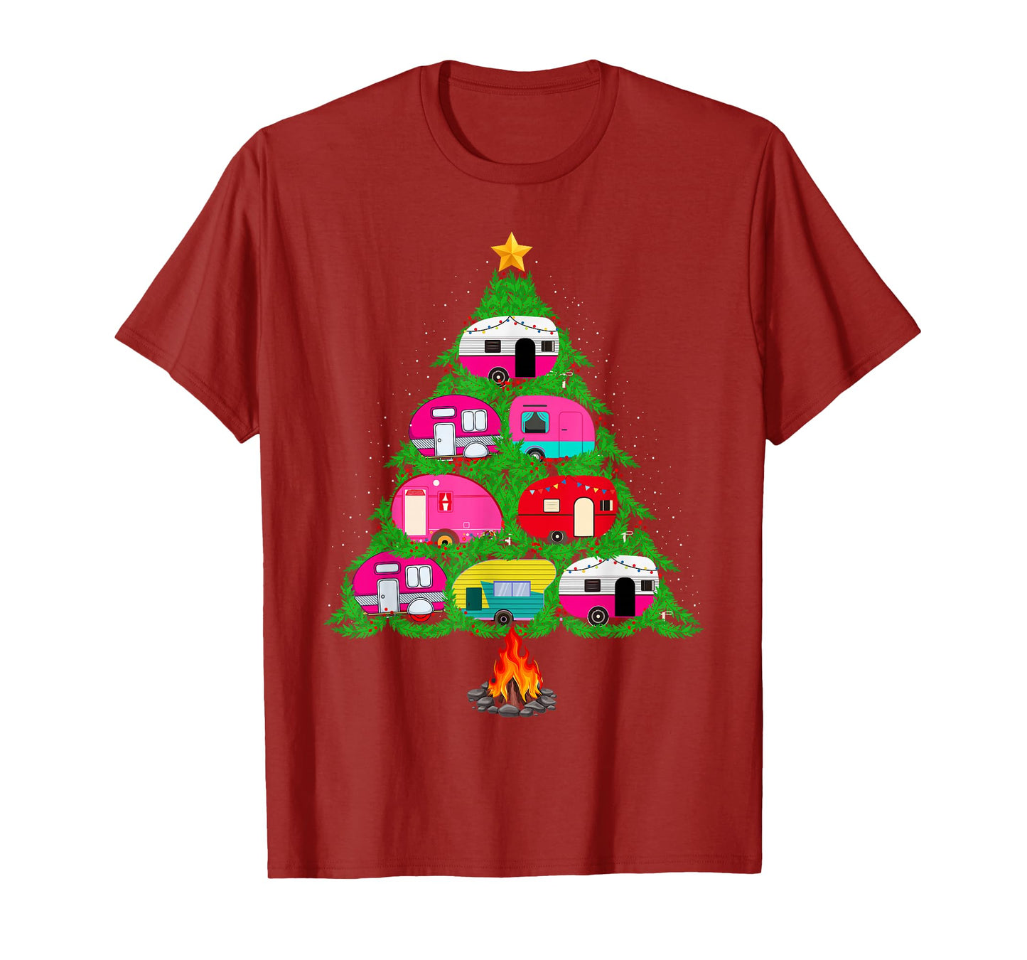 Xmas Family Outdoor Camping Christmas Tree Pajamas T-Shirt