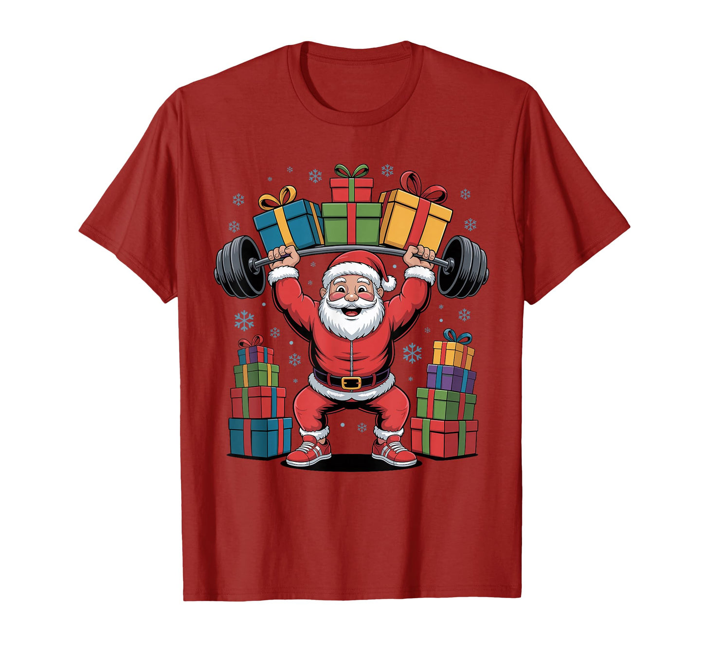 Santa Weightlifting Fitness Gym Training Christmas Pajama T-Shirt