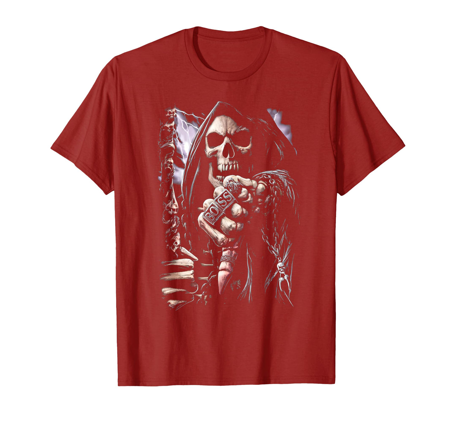 Scary Grim Reaper Boss Ring Death Skeleton Skull Halloween T-Shirt