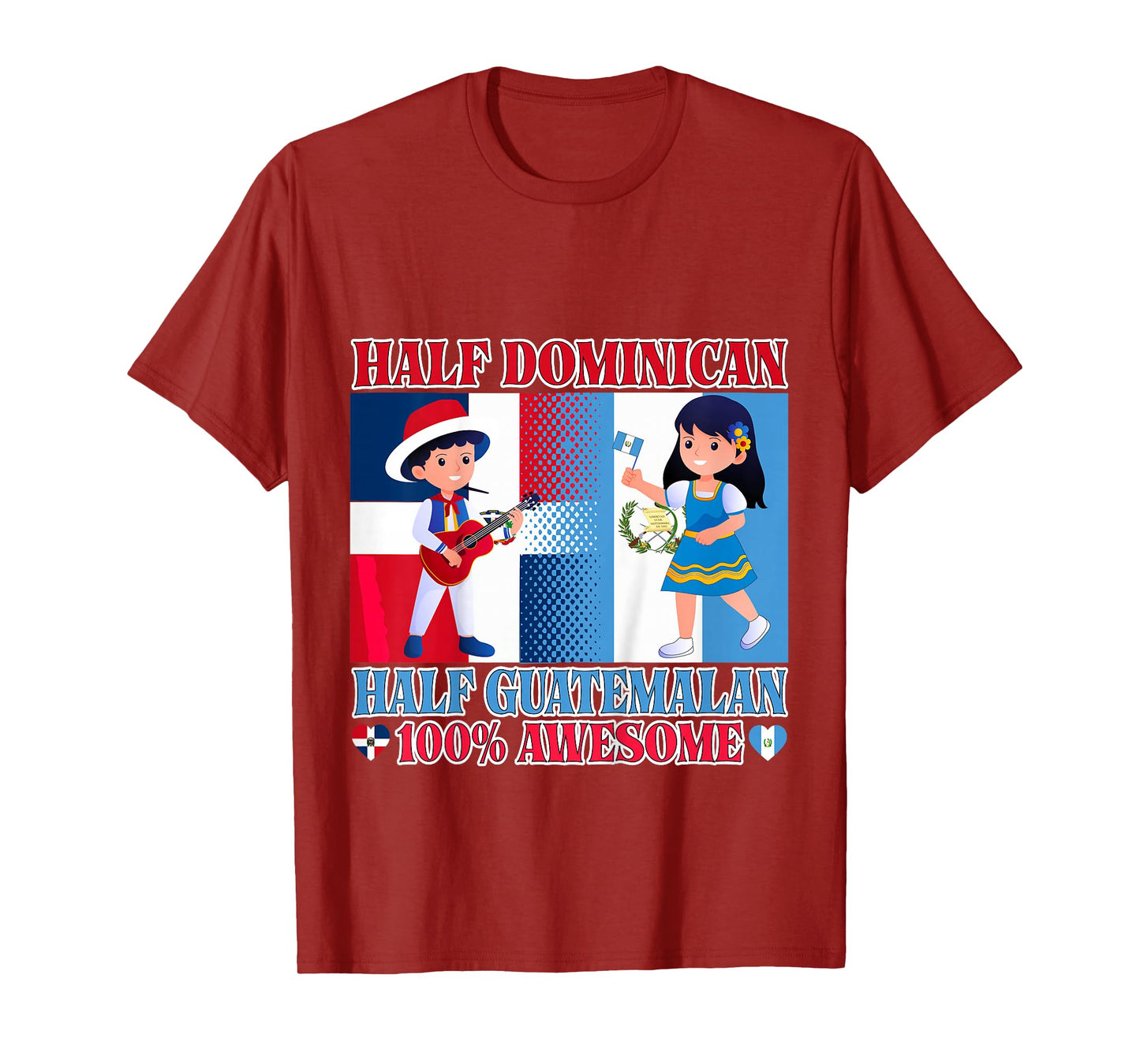 Half Guatemalan Half Dominican Republic Flag Toddler Girls T-Shirt