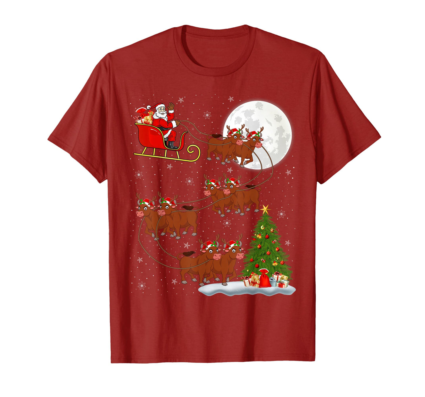 Buffalo Santa Sleigh Flying Funny Magical Christmas T-Shirt