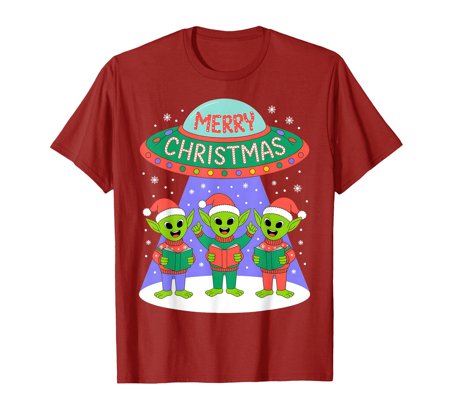 Funny Alien Trio Merry Ugly Christmas Santa Hat Gifts Xmas T-Shirt