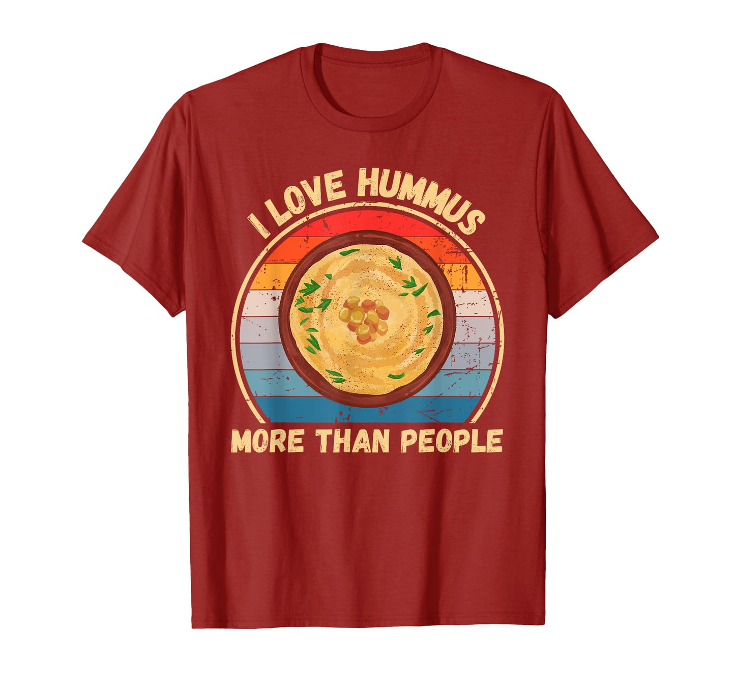 Vintage I Love Hummus More Than People Hummus Food Lover T-Shirt