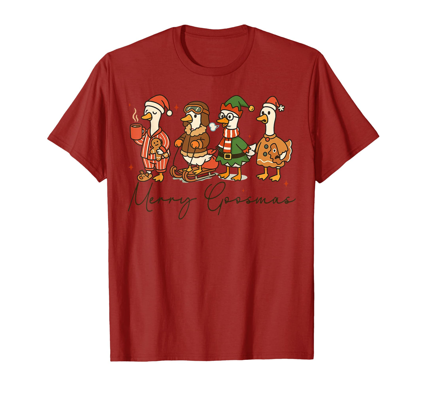Retro Merry Goosmas Christmas Goose Animals Xmas Pajamas T-Shirt