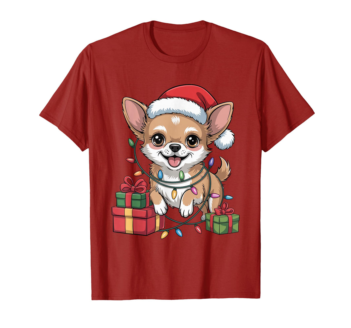 Cute Chihuahua Santa Hat Christmas Xmas Dog Lovers Holiday T-Shirt