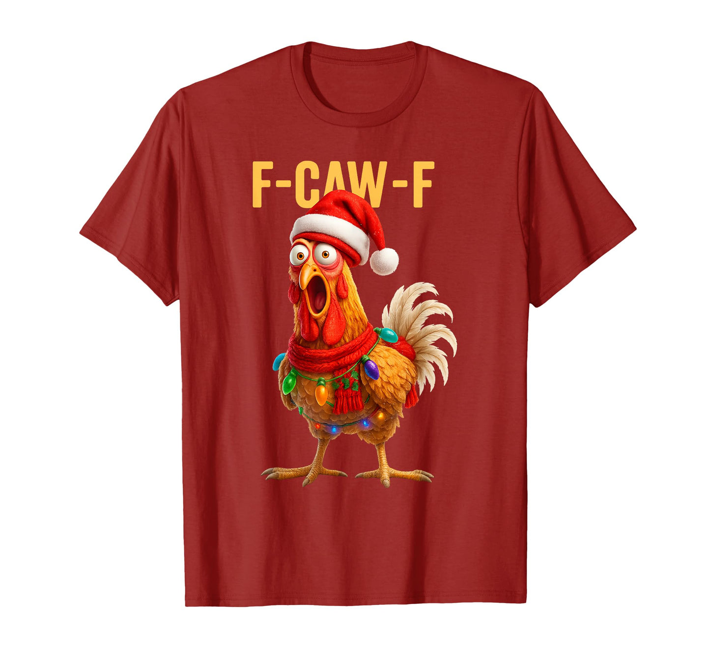Funny F-Caw-F Chicken FCAWF Chicken Christmas Santa Hat T-Shirt
