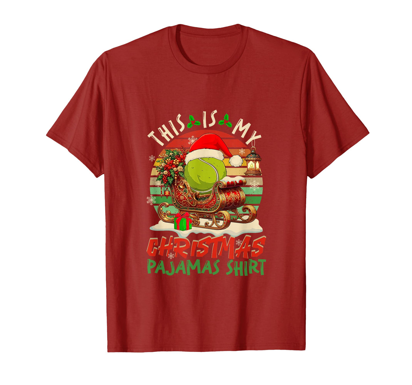 Vintage Retro My Christmas Pajama Shirt Tennis Player T-Shirt