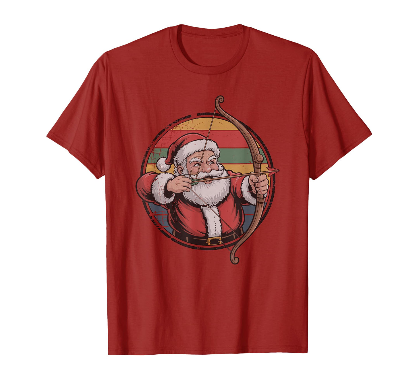 Retro Vintage Santa Playing Archery Christmas Holiday Sports T-Shirt