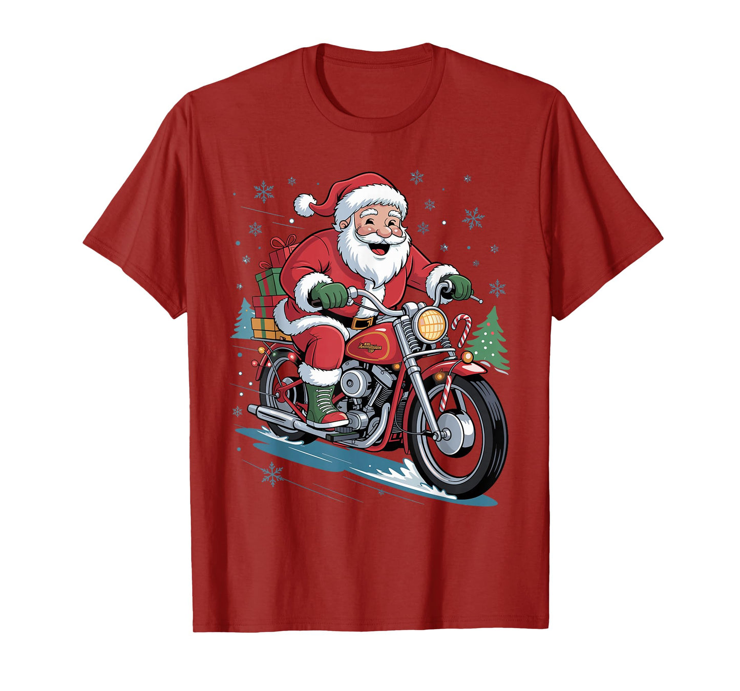 Funny Santa Riding Motorcycle Holiday Christmas Xmas Pajama T-Shirt