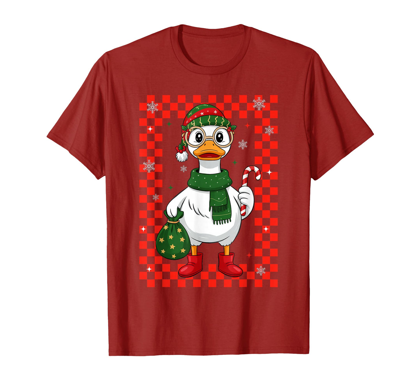 Christmas Candy Cane Goose Matching Couple Xmas Boys Girls T-Shirt